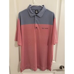 FootJoy Red/Blue Striped Performance Polo Men's Size XL The Players EUC‎